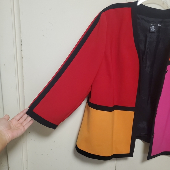 Vintage Sandra Oversized Colorblock Blazer Jacket Bold 20W - Picture 8 of 12